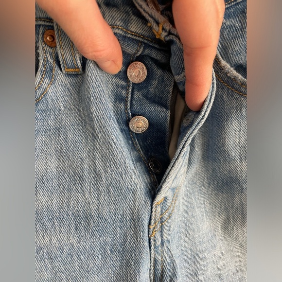 Levi's Wedgie Straight Fit Jeans - Tango Fray Light Wash Distressed - Size 24 - Picture 12 of 16